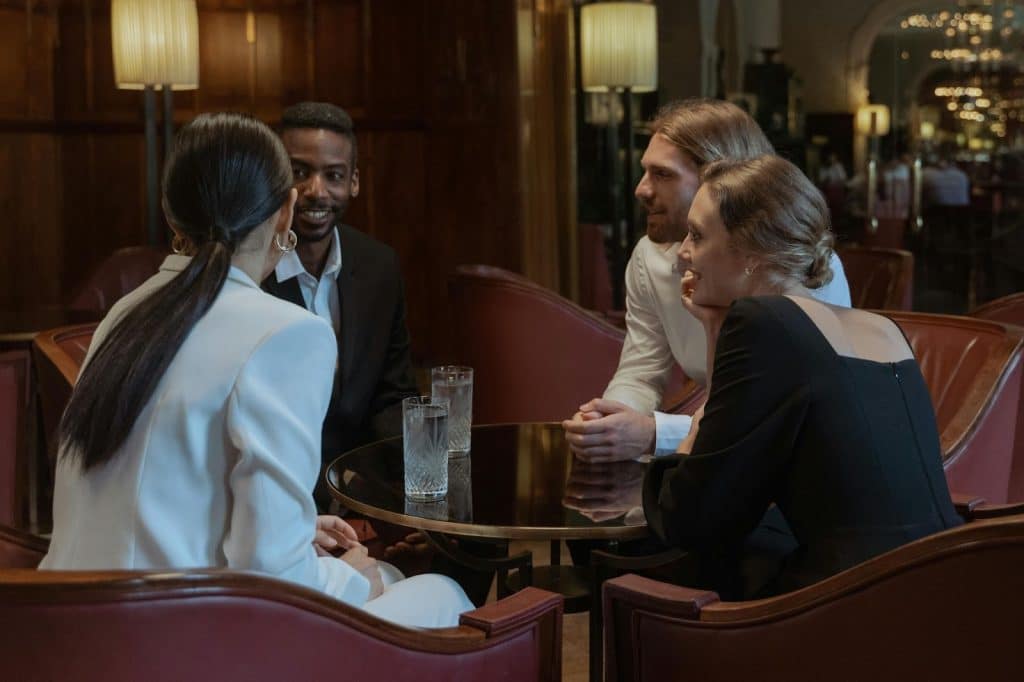 Men and women having a date