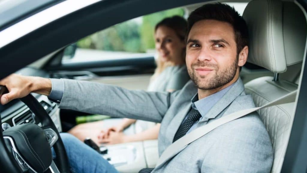 Husband arriving on time to pick up partner