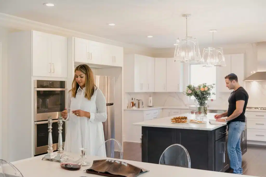 A man and woman at home