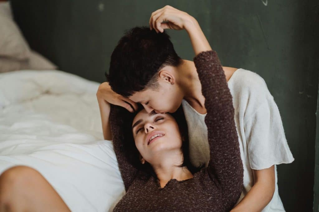 A man and woman close to each other