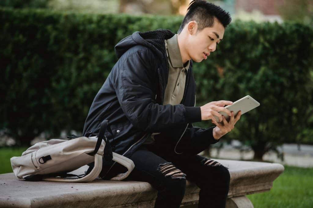 A man using tablet