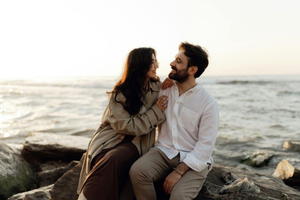 A man and woman at the beach
