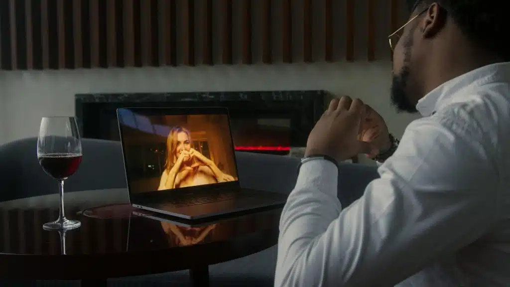 A man and woman having video call