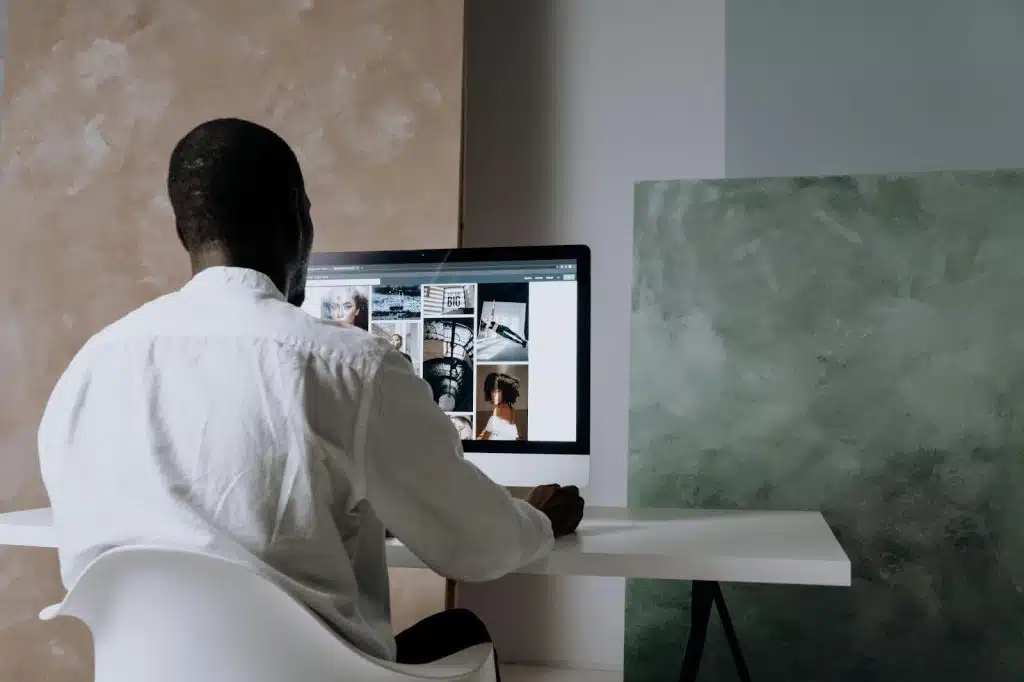 A man browsing pictures