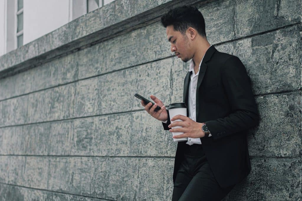 A man checking his phone