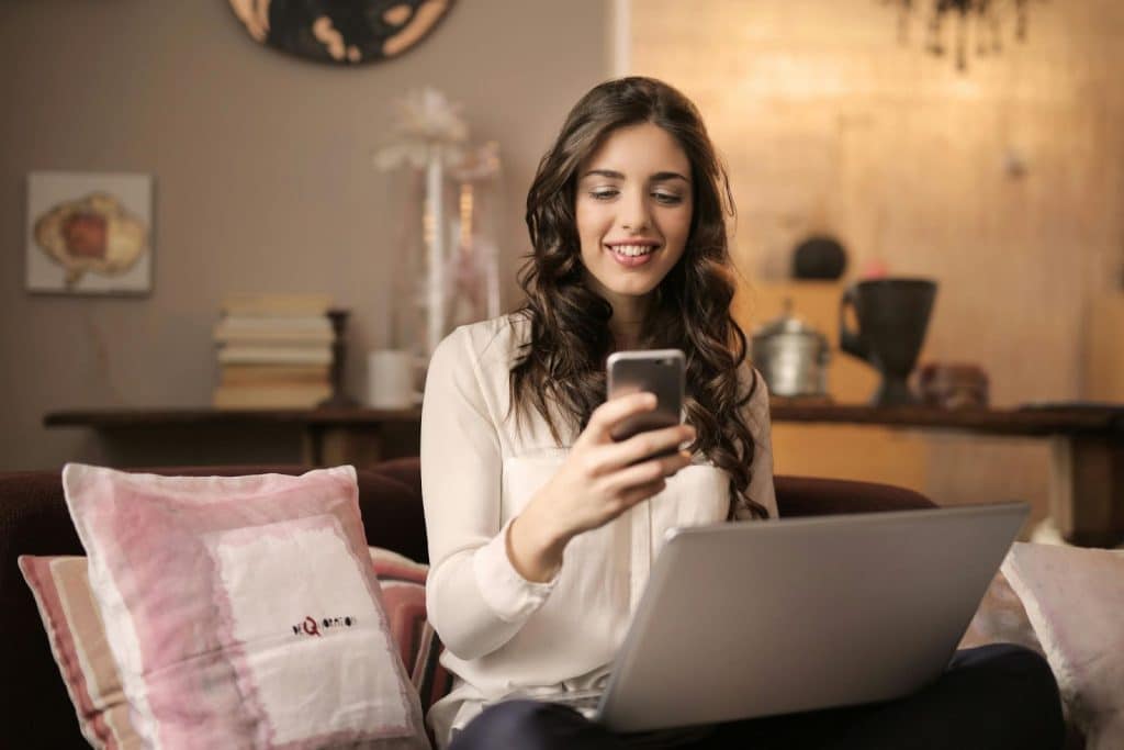 A woman using her phone