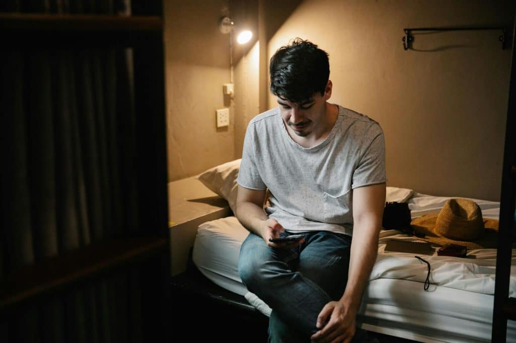 A man using dating app