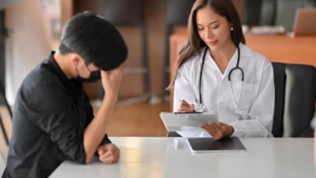 Man having a health check up