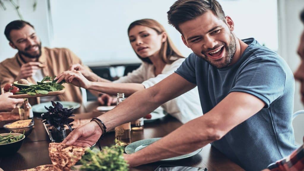 Friends having lunch together
