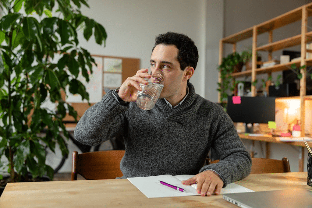A Man Drinking Water