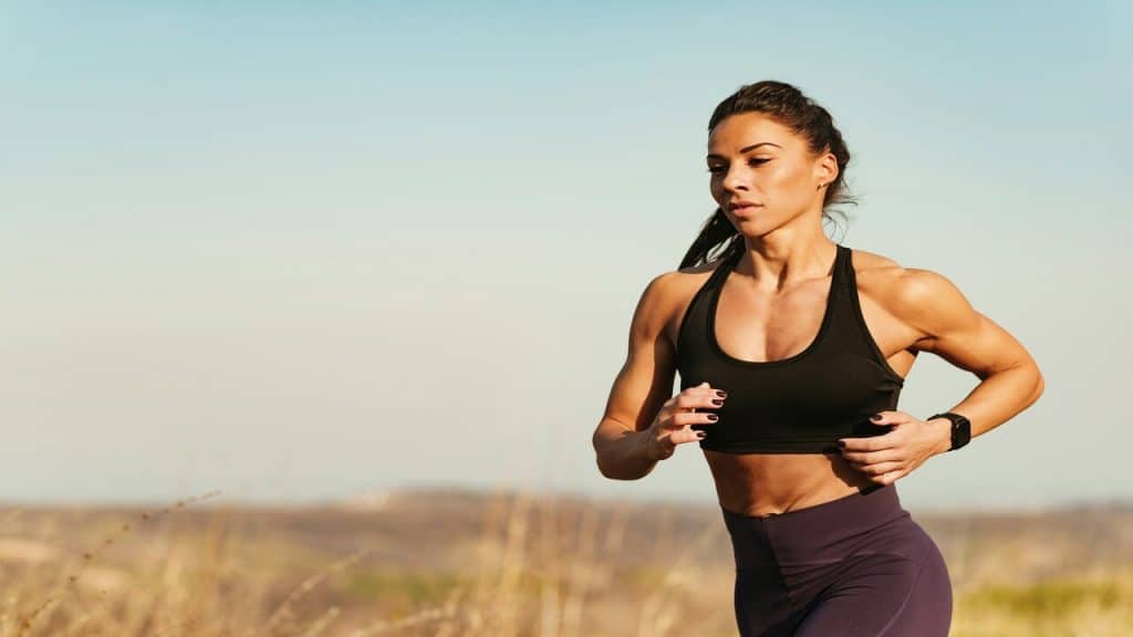 A woman running by herself