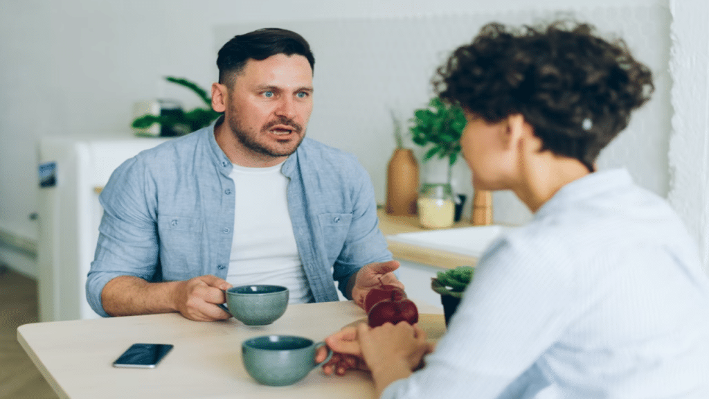 A man complaining to his wife
