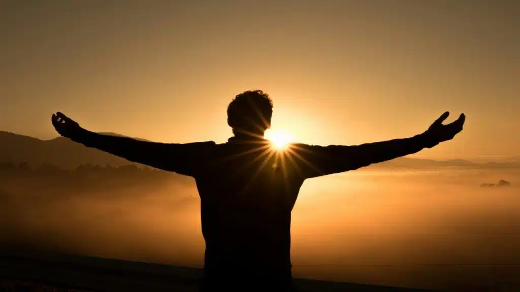 Silhouette of a man at sunset
