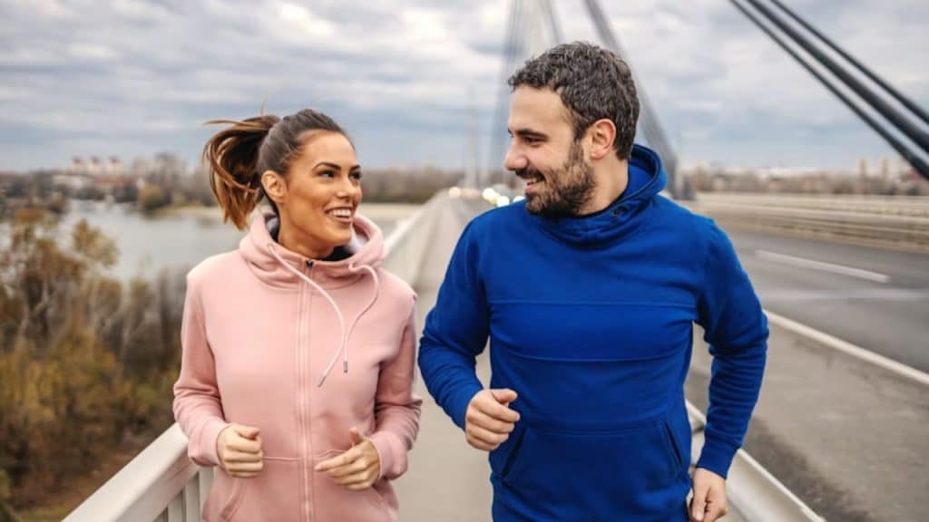 Couple jogging together in the morning