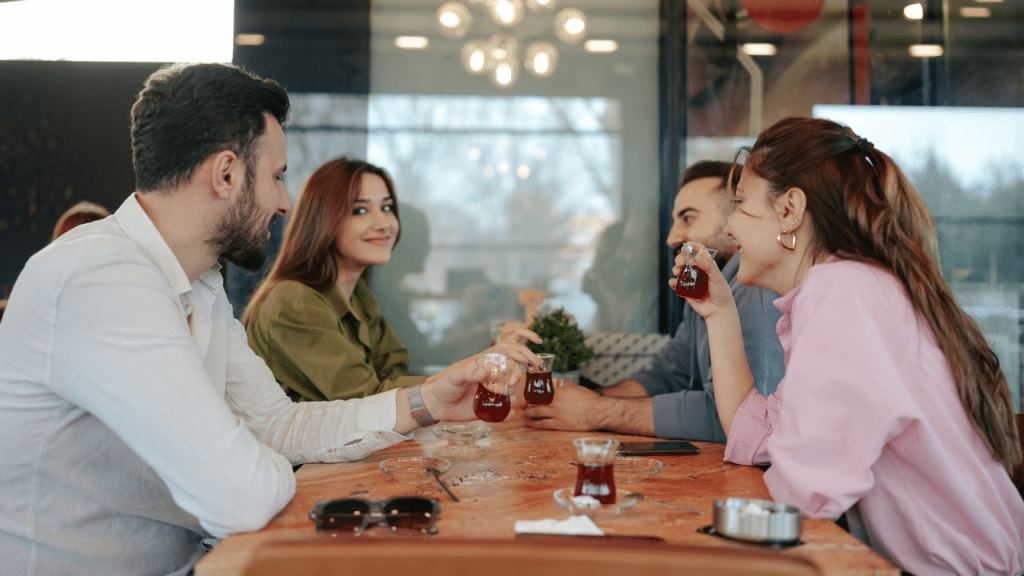 Friends having a meal together