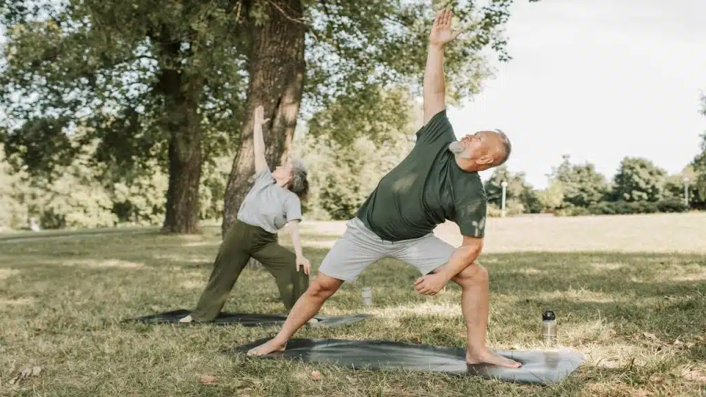 A couple working out together 
