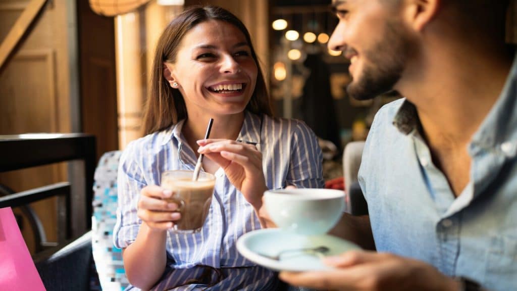 A couple on a coffee date