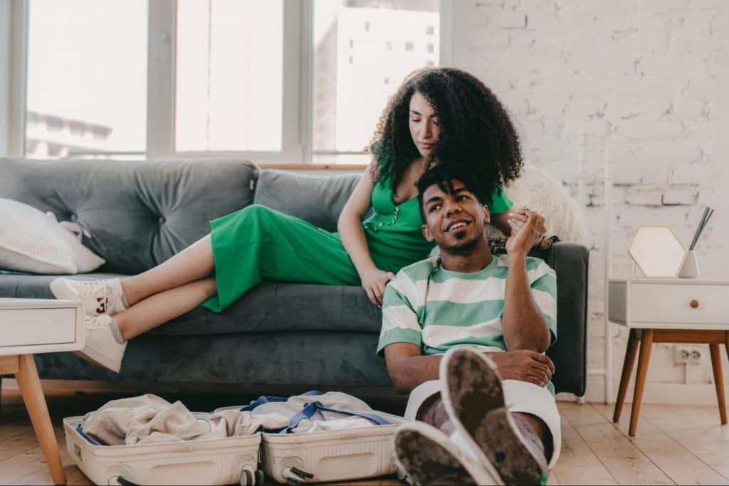 A man and woman sitting