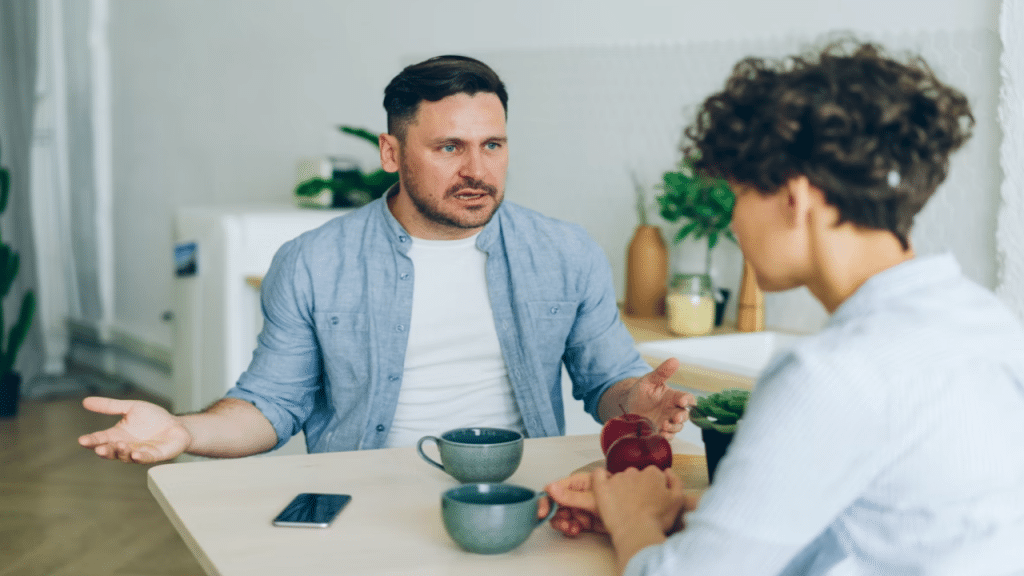A man yelling at his wife