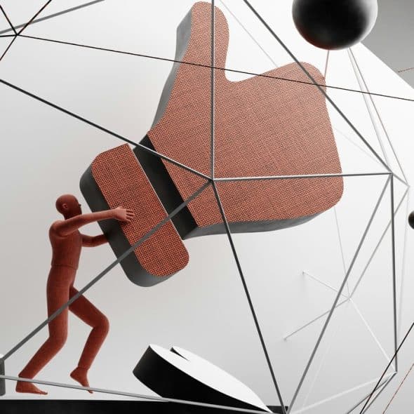 A man carrying a massive thumbs up