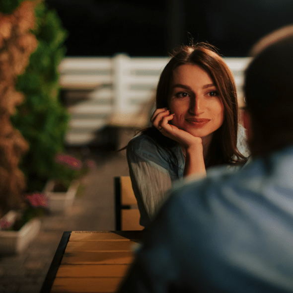 A woman looking at her date