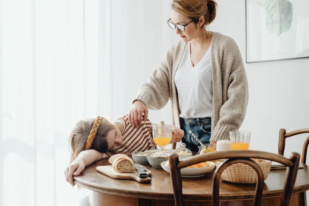 Mother Wakes Up her Daughter