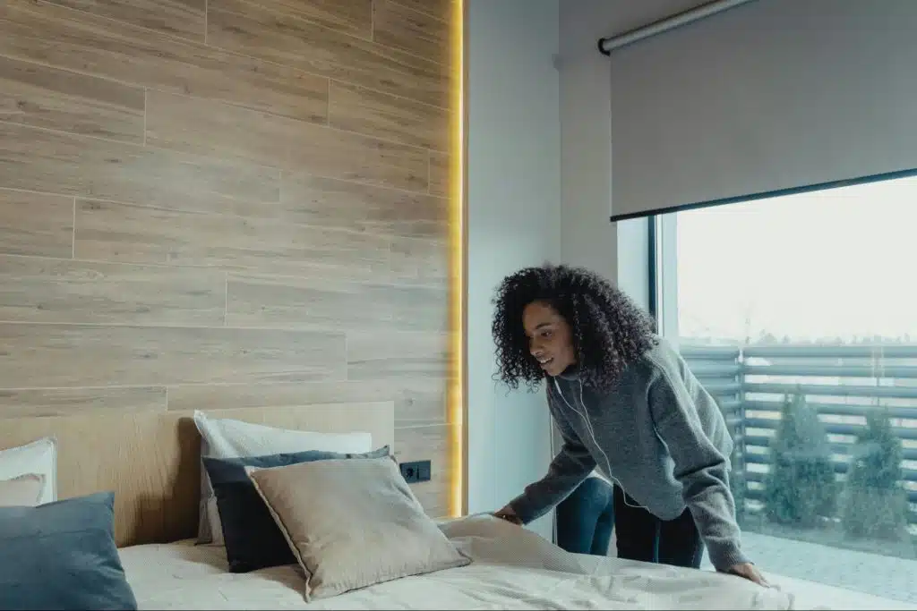A woman cleaning a house