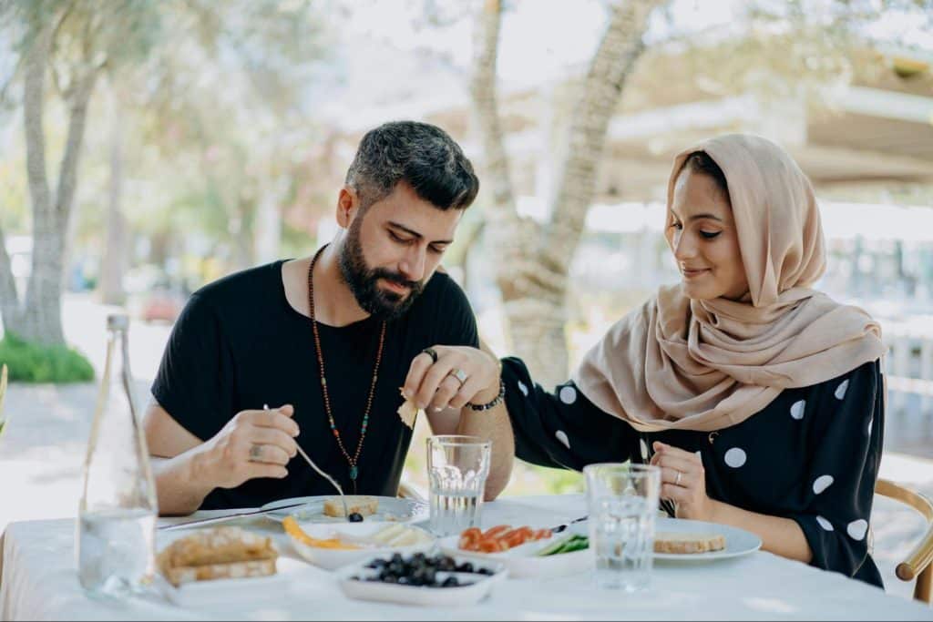 A man and woman on a date 