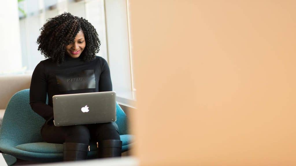 A woman using her laptop