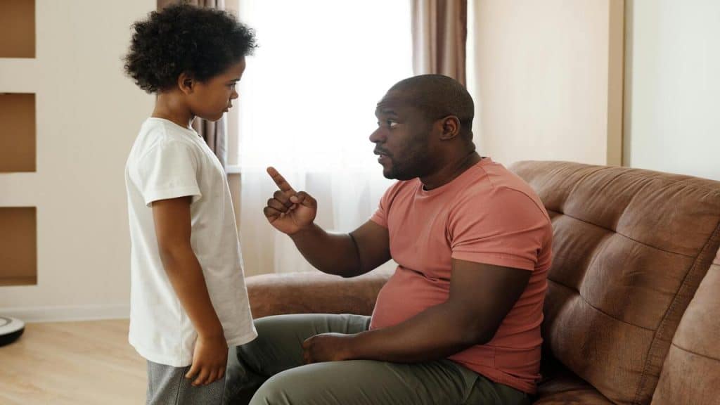 A father talking to his son