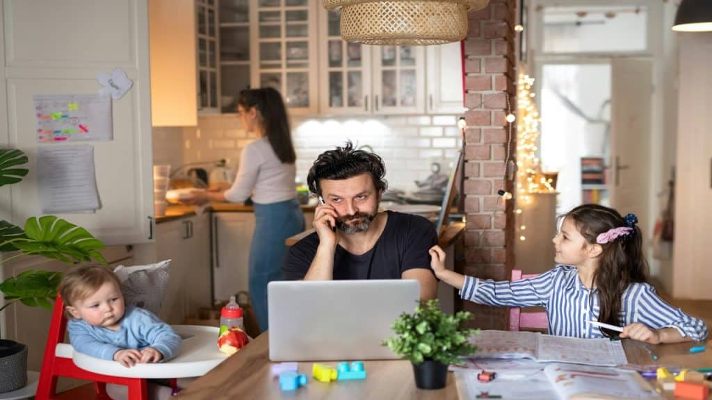 A dad working from home