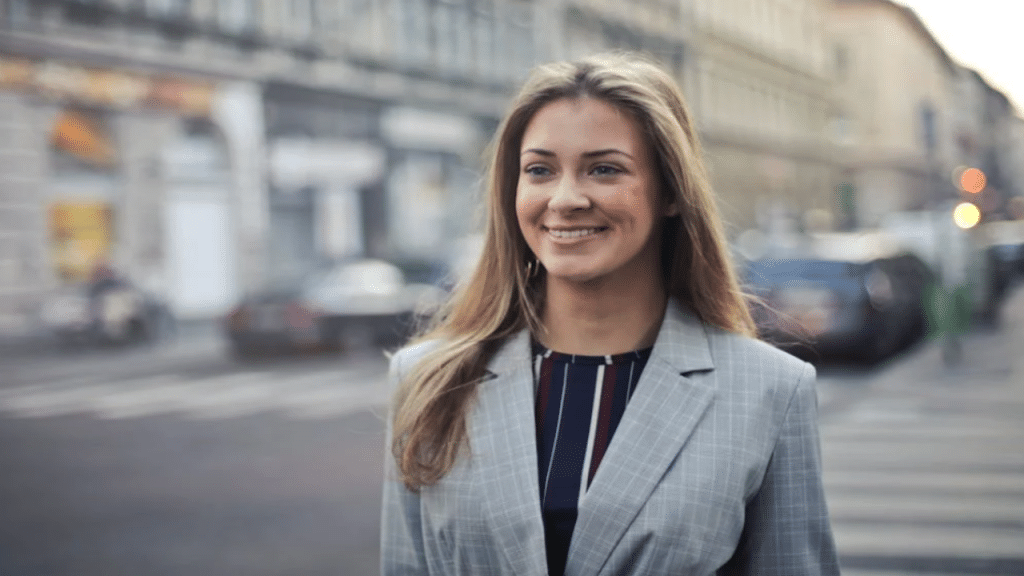 A woman walking to work
