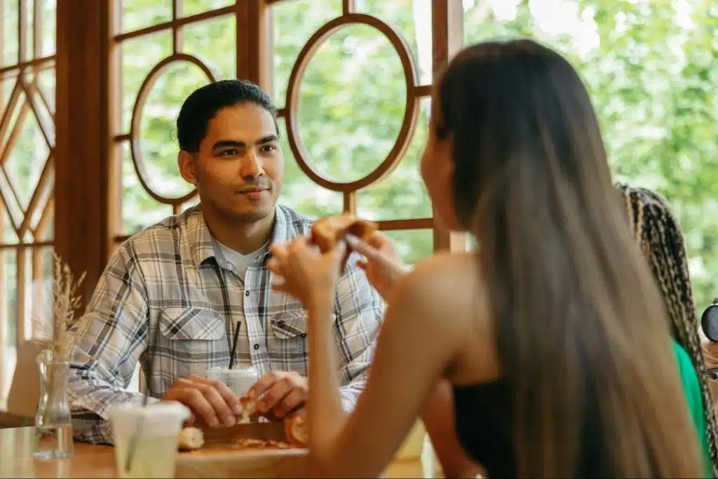 A man and woman dating