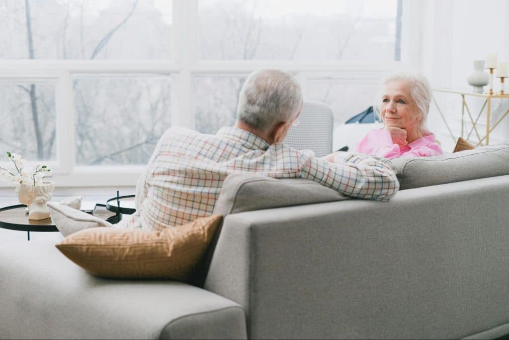 A couple having a meaningful conversation