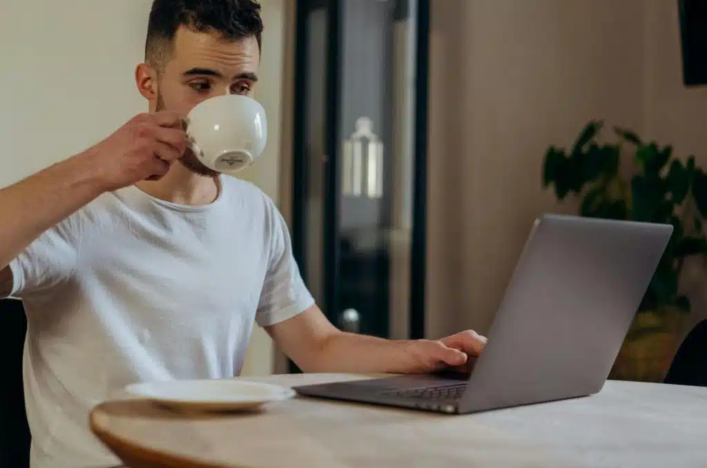 A man drinking coffee