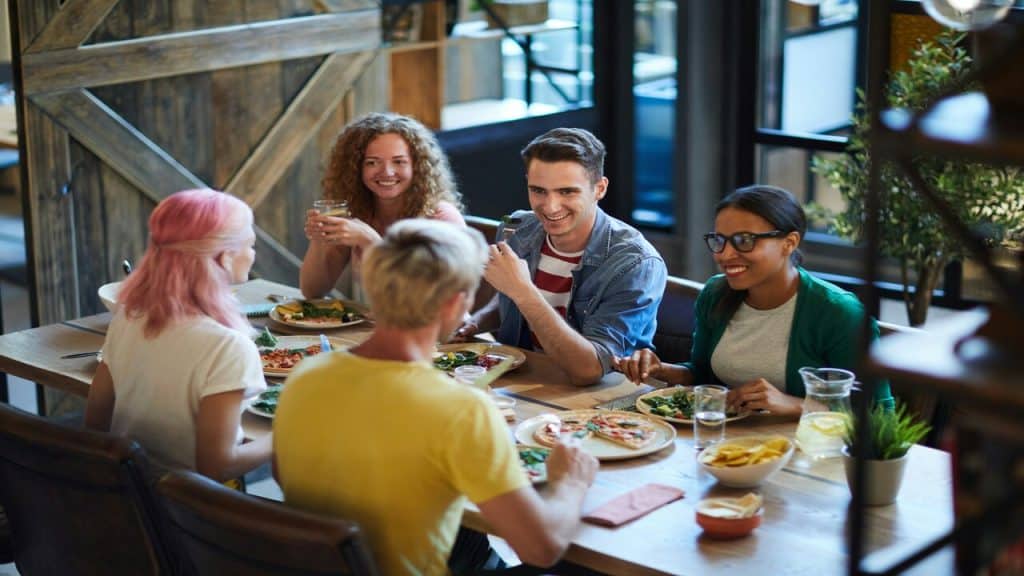 Friends having lunch together