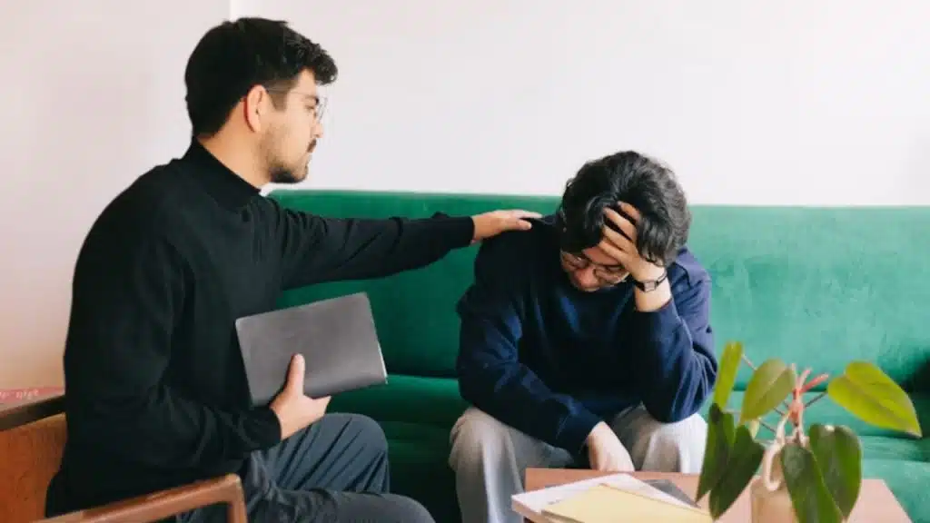 Man opening up emotionally to someone he trusts