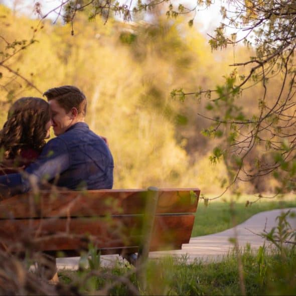 A man and woman kissing