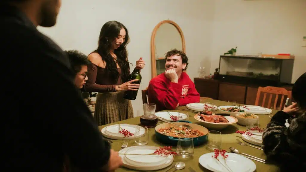 Friends having a meal together 