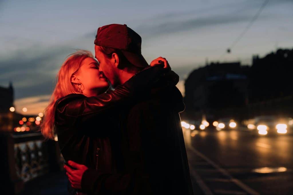 A man and woman kissing