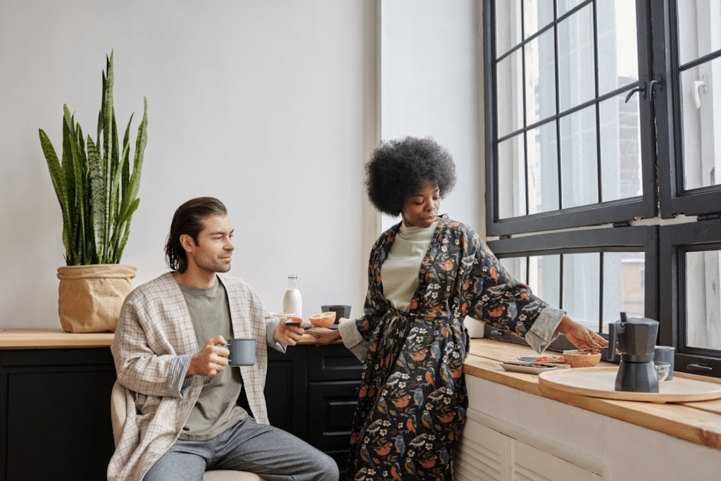 Couple Having Breakfast at Home