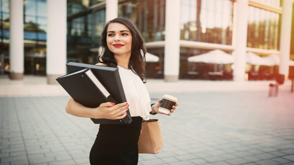 A woman on her way to work