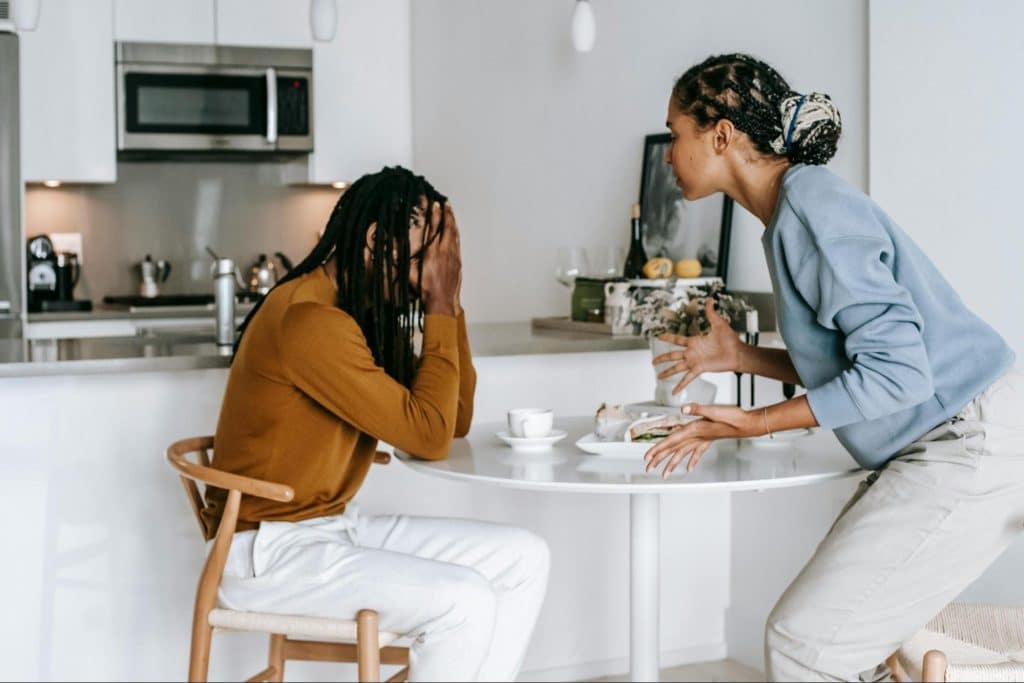 A woman getting angry to man