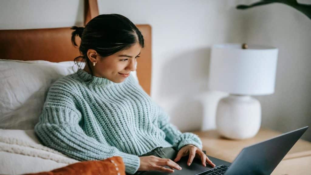 A woman relaxing by herself