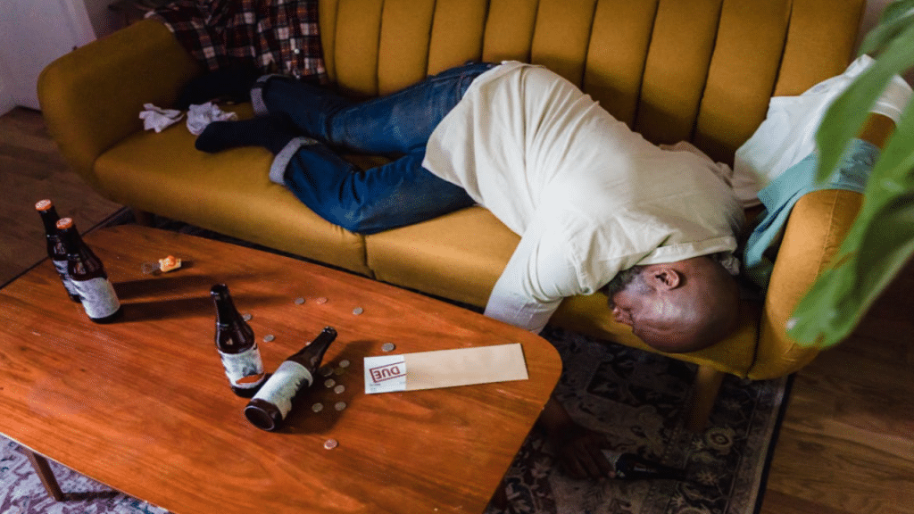 A man passed out due to drunkenness
