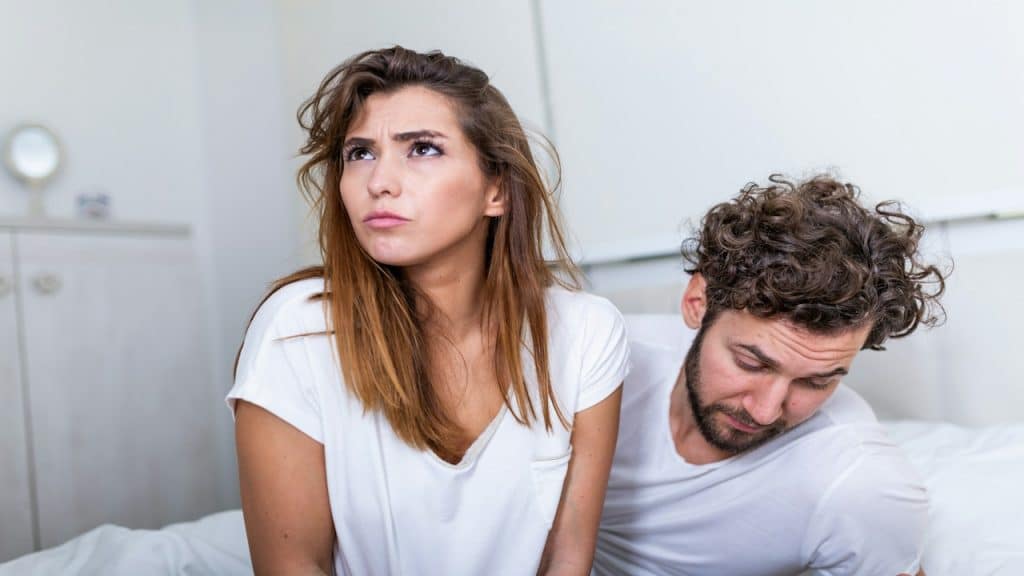 A Frustrated woman refusing to look at her husband.