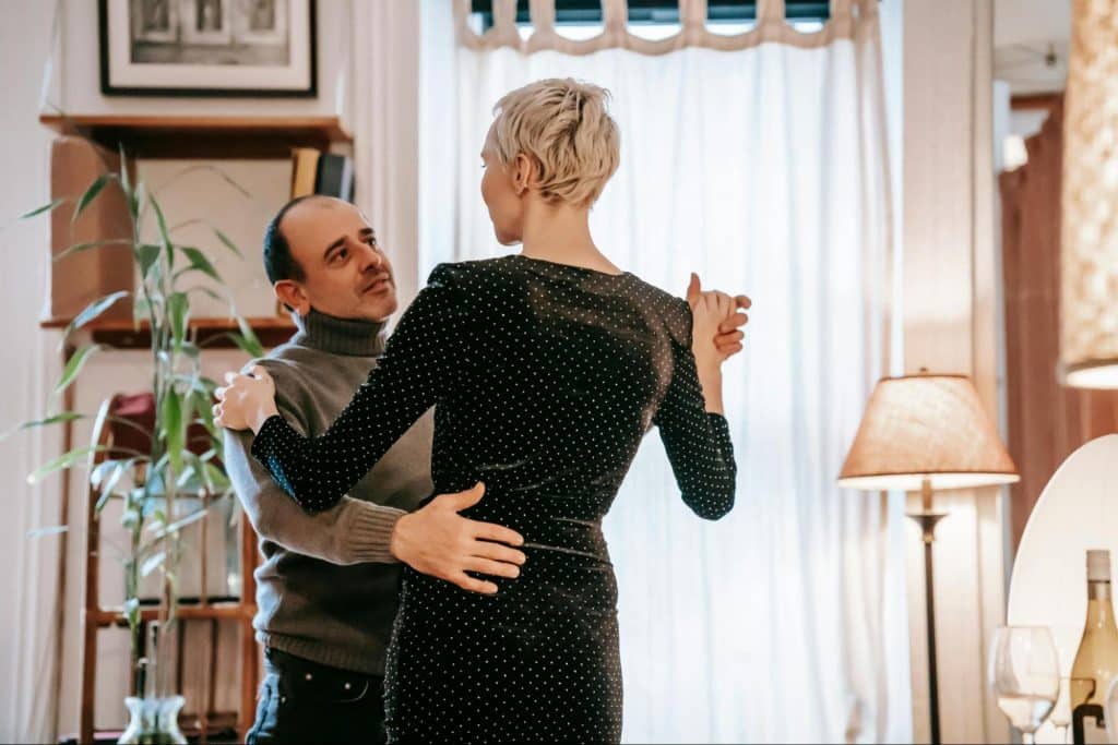 A man and woman having a moment