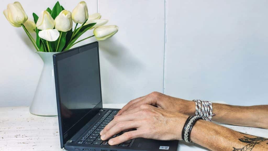 A man using his laptop