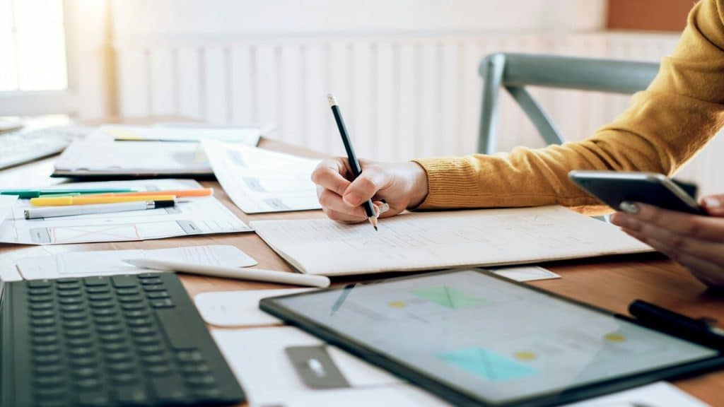 A person working and studying