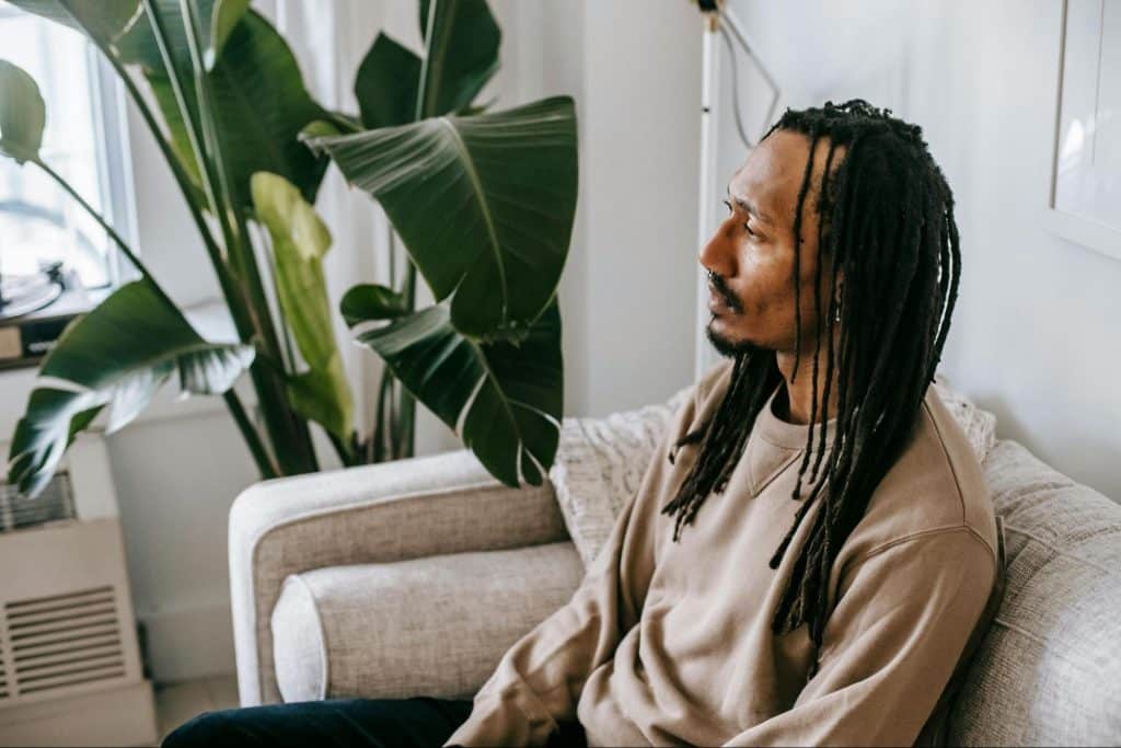 A man alone and having a thought